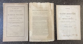 SLAVERY PAMPHLETS, INCLUDING: 'THE CRIME AGAINST KANSAS,' 'THE BARBARISM OF SLAVERY' [THIRTEEN ITEMS TOTAL]