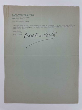 Carl Van Vechten | Signed Correspondence