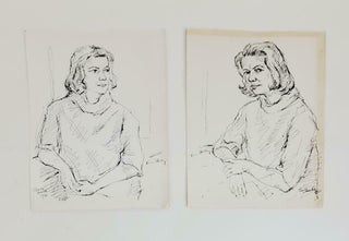 Kim Stanley: Two Signed Claude Marks Drawings And Two Vintage Photos