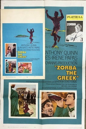 1349481 "ZORBA THE GREEK" LOT TWO MOVIE POSTERS (1965) & ANTHONY QUINN SIGNED PLAYBILL. Anthony...