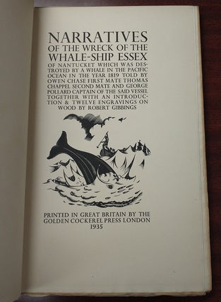 NARRATIVES OF THE WRECK OF THE WHALE-SHIP ESSEX OF NANTUCKET WHICH WAS DESTROYED BY A WHALE IN THE PACIFIC OCEAN IN THE YEAR 1819