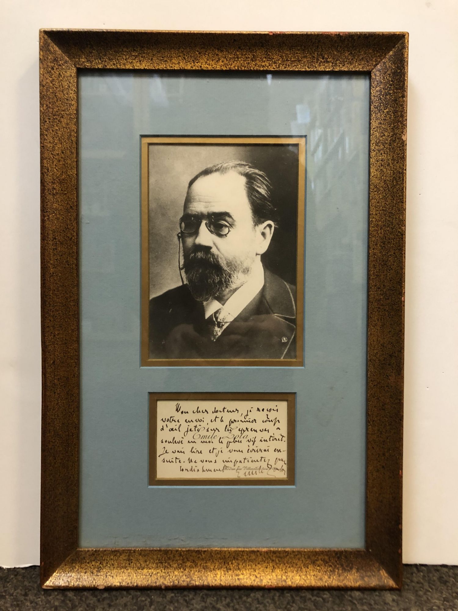 LETTER AND PHOTOGRAPH OF EMILE ZOLA