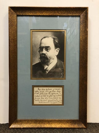 1351416 LETTER AND PHOTOGRAPH OF EMILE ZOLA. Emile Zola