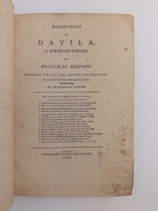 DISCOURSES ON DAVILA: A SERIES OF PAPERS ON POLITICAL HISTORY