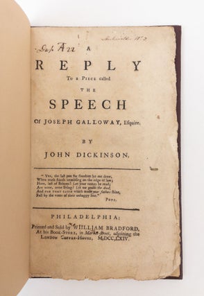 A REPLY TO A PIECE CALLED THE SPEECH OF JOSEPH GALLOWAY
