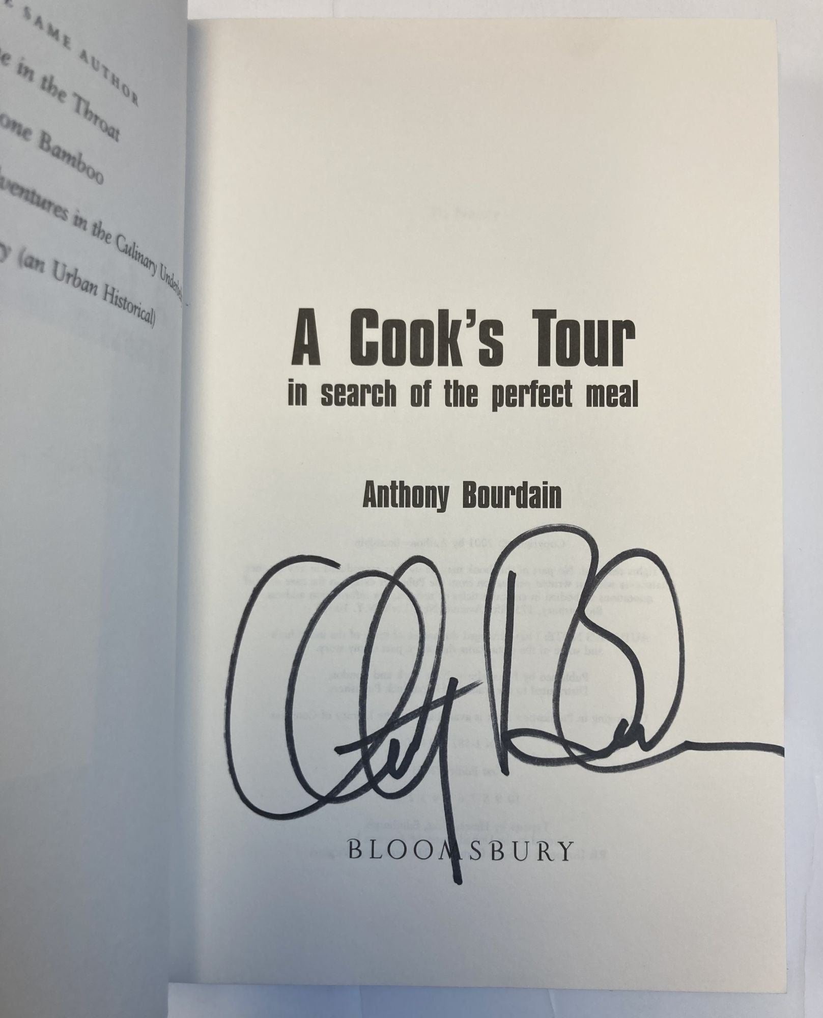 A COOK'S TOUR - IN SEARCH OF THE PERFECT MEAL SIGNED | Anthony