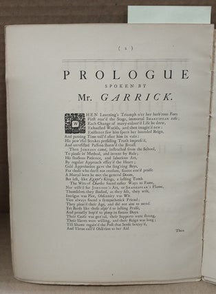THE DRURY-LANE PROLOGUE, BY SAMUEL JOHNSON, AND THE EPILOGUE, BY DAVID GARRICK 1747 : REPRODUCED IN TYPE-FACSIMILE FROM THE EDITION PRINTED BY W. WEBB