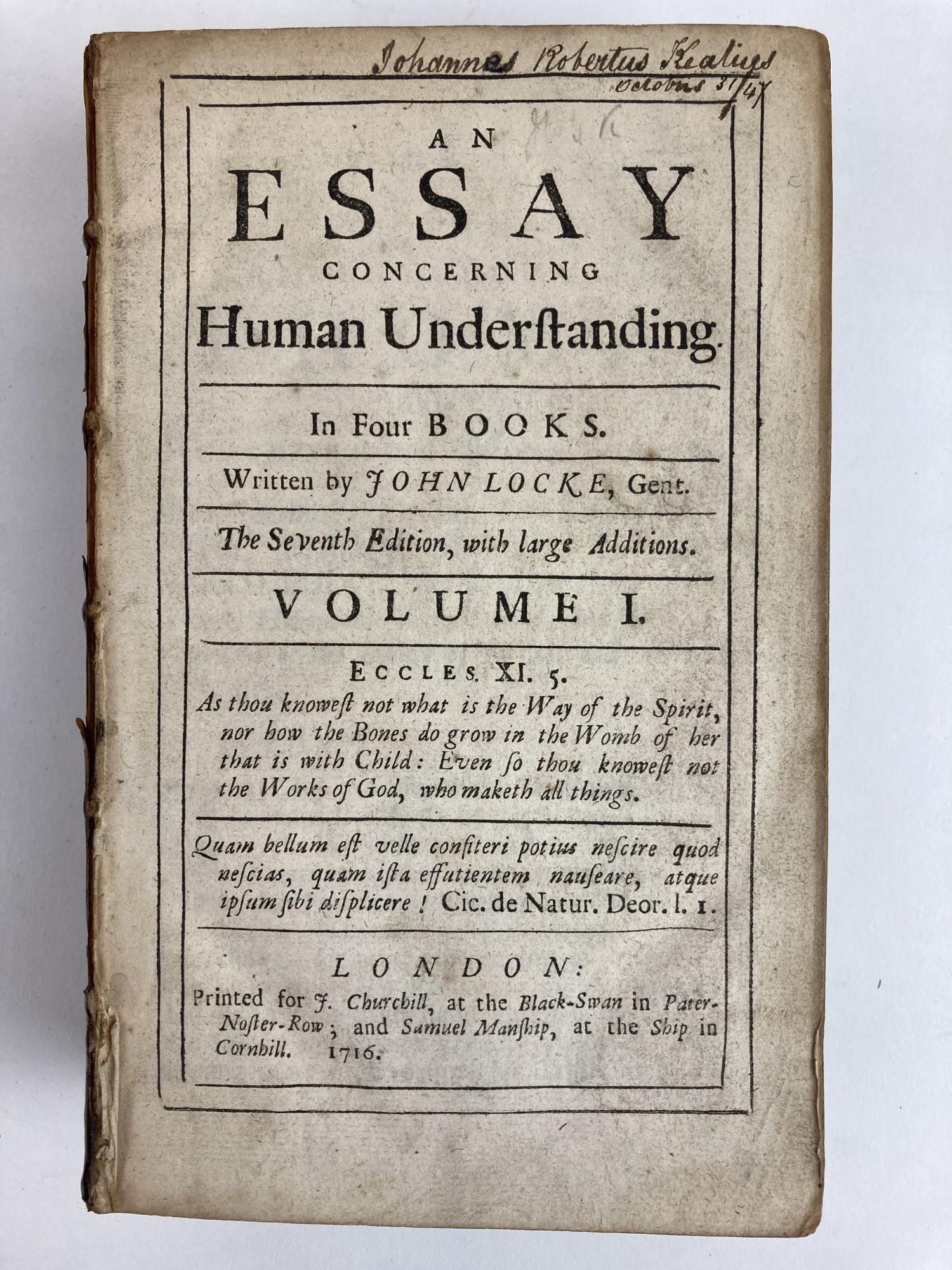 Understanding Book An Essay Concerning Human Understanding. In Four Books. Two Volumes ...