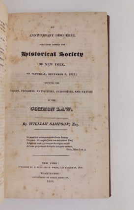 SAMPSON'S DISCOURSE, AND CORRESPONDENCE WITH VARIOUS LEARNED JURISTS, UPON THE HISTORY OF THE LAW