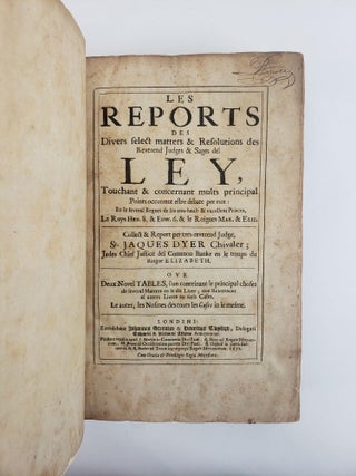 Les Reports des Divers Matters & Résolutions des Reverend Judges & Sages del Ley
