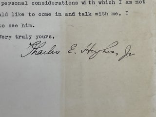 CHARLES EVAN HUGHES, JR.: TYPED LETTER SIGNED