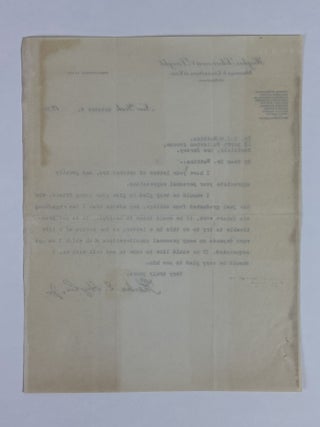 CHARLES EVAN HUGHES, JR.: TYPED LETTER SIGNED