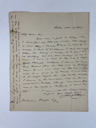 JOSEPH STORY: FOUR SIGNED LETTERS TO JAMES "WILLIAM" PAGE (1827-1840)
