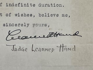 JUDGE LEARNED HAND: TYPED SIGNED LETTER, VIEWS ON INTERNATIONAL TRADE