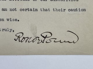 ROSCOE POUND: TWO TYPED LETTERS, SIGNED
