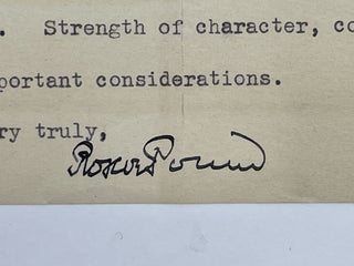 ROSCOE POUND: TWO TYPED LETTERS, SIGNED