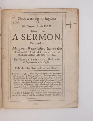 1353499 GOD'S WARNING TO ENGLAND BY THE VOICE OF HIS ROD. Henry Scudder