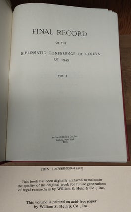 FINAL RECORD OF THE DIPLOMATIC CONFERENCE OF GENEVA OF 1949 [4 VOLUMES]