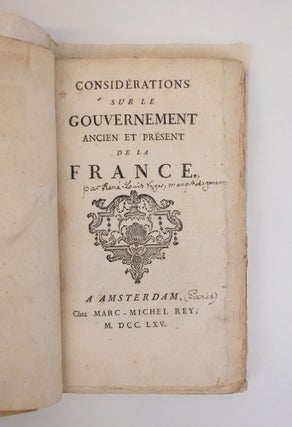 CONSIDÉRATIONS SUR LE GOUVERNEMENT ANCIEN ET PRÉSENT DE LA FRANCE
