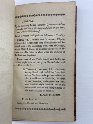 AN ADDRESS AND REMONSTRANCE OF THE LEGISLATURE OF THE STATE OF GEORGIA