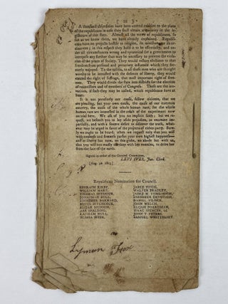 Republican Address to the Freemen of Connecticut