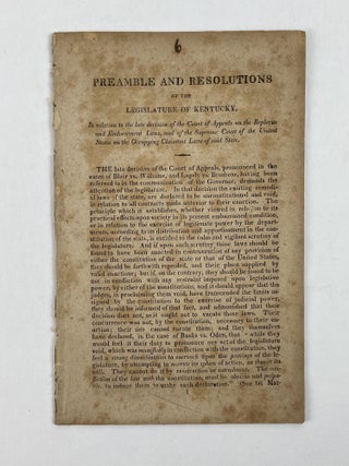 1353684 Preamble and Resolutions of the Legislature of Kentucky: In Relation to the Late Decision...