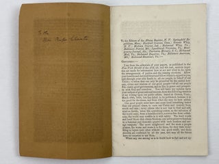 "United We Stand, Divided We Fall."; An Appeal from Our Present Divided Times to the Counsels of Washington, Father of Our Country [Presentation Copy to Rufus Choate]