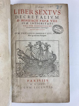 Liber sextus decretalium D. Bonifacii papae VIII Suae integritati una cum Clementinis et extravagantibus, earumque glossis restitutis