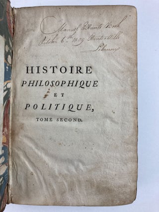 Histoire philosophique et politique des établissemens & du commerce des Européens dans les deux Indes [Vol. 2 of 7, only]