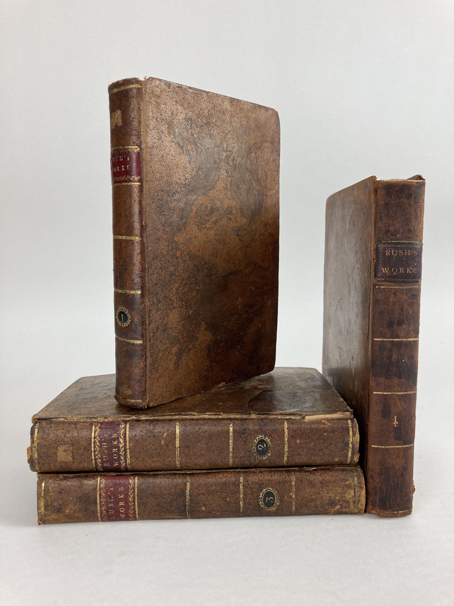 1354691 MEDICAL INQUIRIES AND OBSERVATIONS BY BENJAMIN RUSH, M.D. IN FOUR VOLUMES (MIXED BINDINGS). Benjamin Rush.