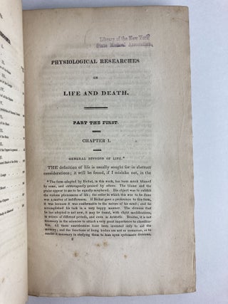 PHYSIOLOGICAL RESEARCHES ON LIFE AND DEATH