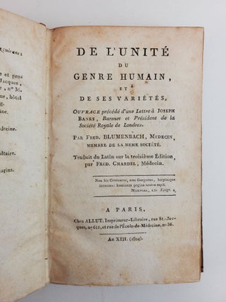 DE L'UNITE DU GENRE HUMAIN, ET SES VARIETES