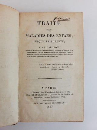 TRAITE DES MALADIES DES ENFANS, JUSQU'A LA PUBERTE