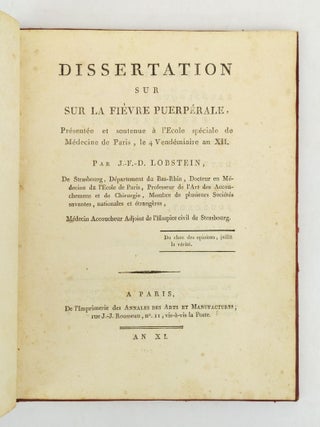 DISSERTATION SUR SUR LA FIEVRE PUERPERALE