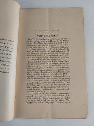 2 PAMPHLETS RELATED TO GOV. D. H. CHAMBERLAIN OF SOUTH CAROLINA