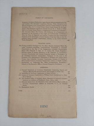 2 PAMPHLETS RELATED TO GOV. D. H. CHAMBERLAIN OF SOUTH CAROLINA