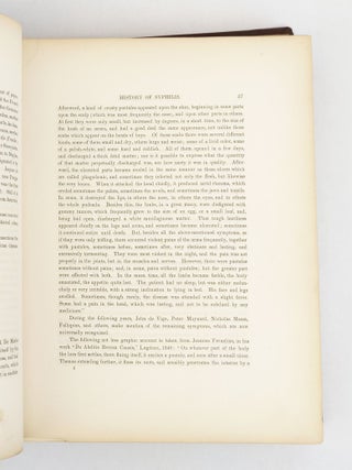 ILLUSTRATIONS OF SYPHILITIC DISEASE. TRANSLATED FROM THE FRENCH, WITH THE ADDITION OF A HISTORY OF SYPHILIS, AND A COMPLETE BIBLIOGRAPHY AND FORMULARY OF REMEDIES. WITH FIFTY LARGE QUARTO PLATES, COMPRISING 117 BEAUTIFULLY COLORED ILLUSTRATIONS