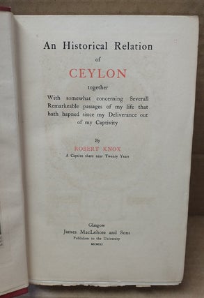 An Historical Relation of Ceylon (Knox's Ceylon with Autobiography)