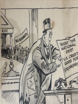 1930's POLITICAL CARTOON ARTIST UNKNOWN