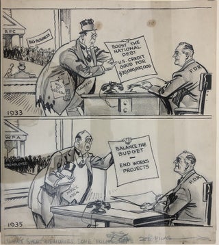 1930's POLITICAL CARTOON ARTIST UNKNOWN