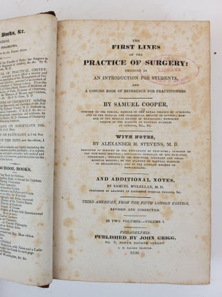 THE FIRST LINES OF THE PRACTICE OF SURGERY: DESIGNED AS AN INTRODUCTION FOR STUDENTS, AND A CONCISE BOOK OF REFERENCE FOR PRACTITIONERS
