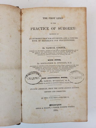 THE FIRST LINES OF THE PRACTICE OF SURGERY: DESIGNED AS AN INTRODUCTION FOR STUDENTS, AND A CONCISE BOOK OF REFERENCE FOR PRACTITIONERS