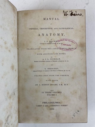 MANUAL OF GENERAL, DESCRIPTIVE, AND PATHOLOGICAL ANATOMY. IN THREE VOLUMES [Volumes I and II only]