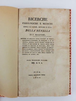 RICERCHE FISIOLOGICHE E MEDICHE SOPRA LE CAUSE, SINTOMI E CURA, DELLA RENELLA