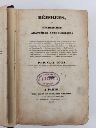 MEMOIRES, OU RECHERCHES ANATOMICO-PATHOLOGIQUES