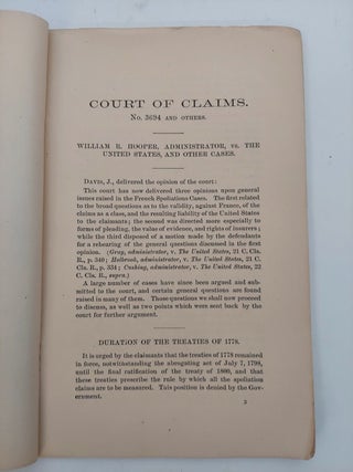 Court of Claims. French Spoliations. Opinion of the Court, Delivered November 7, 1857