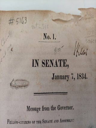No. 1. In Senate, January 7, 1834. Message from the Governor