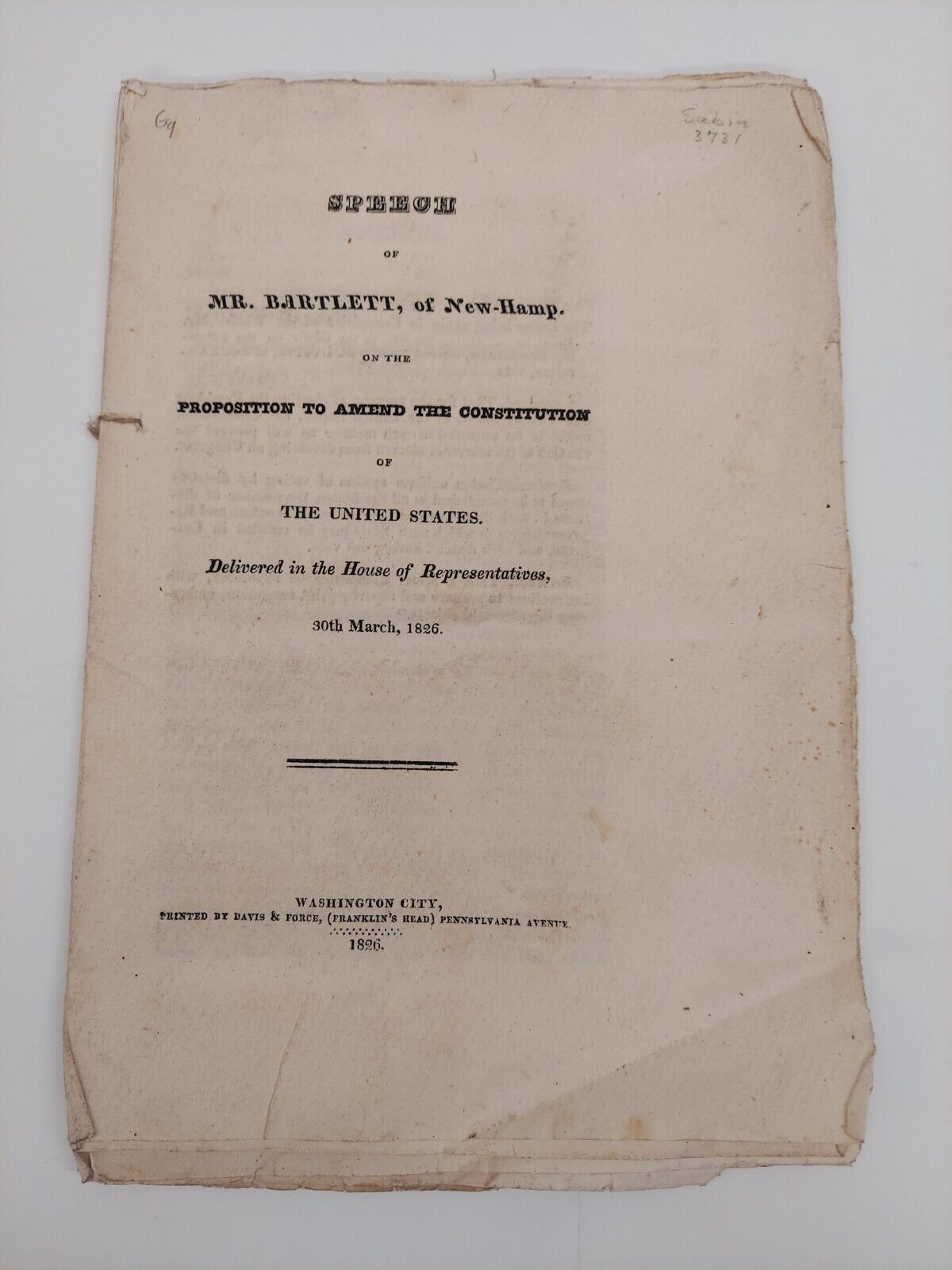 3 1826 DOCUMENTS ON PROPOSED AMENDMENT TO THE CONSTITUTION SIGNED ...