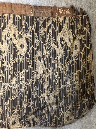 19th CENTURY JAPANESE SILK FABRIC TAPESTRY TWO DRAGONS