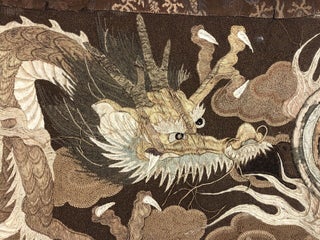 19th CENTURY JAPANESE SILK FABRIC TAPESTRY TWO DRAGONS